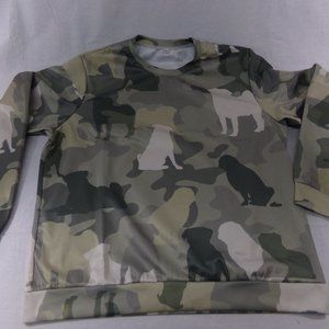 Mens Dog Camouflage Pull Over shirt XL NWT